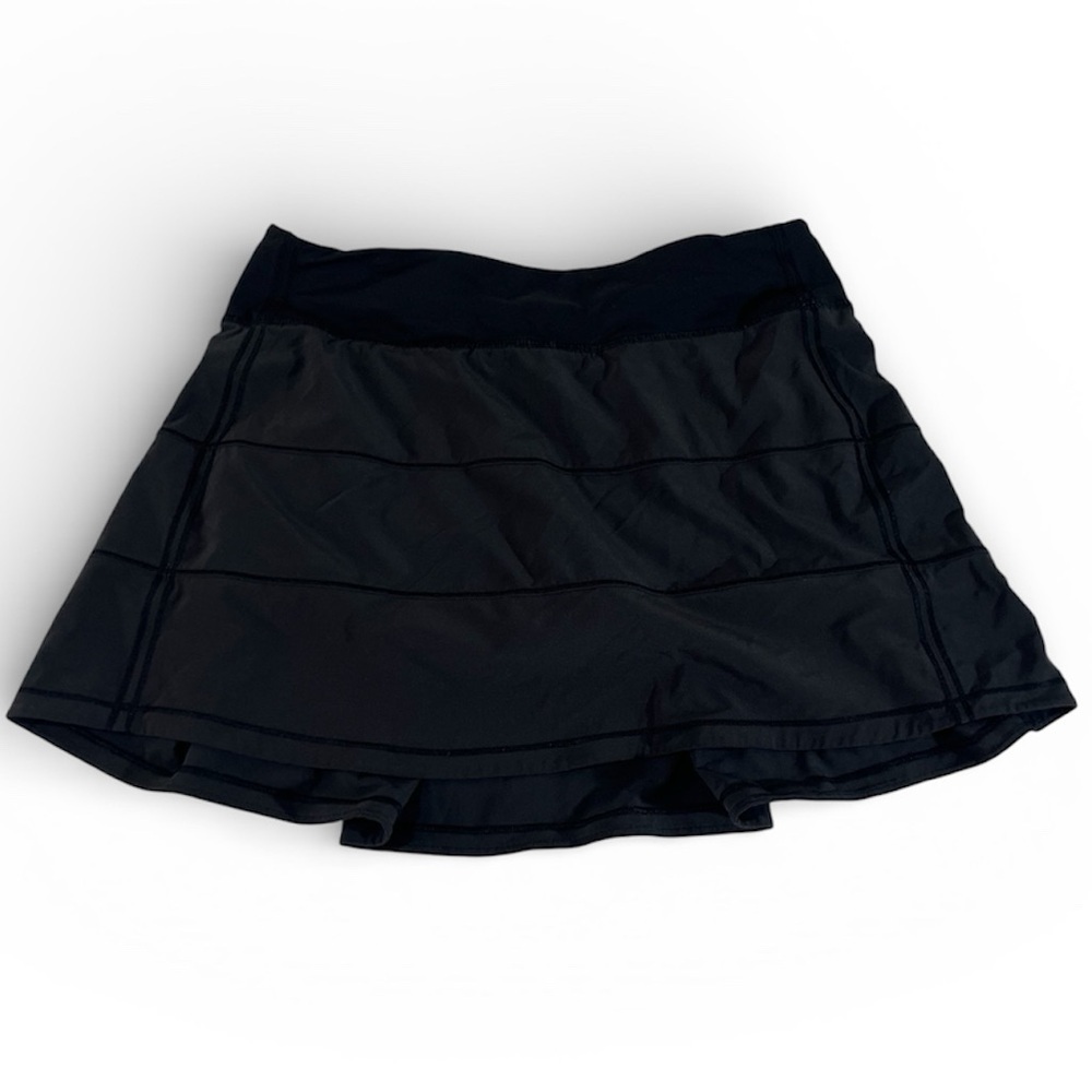 Lululemon Pace Rival Athletic Skirt Black Size 6 Tall Built-In Shorts Athletic